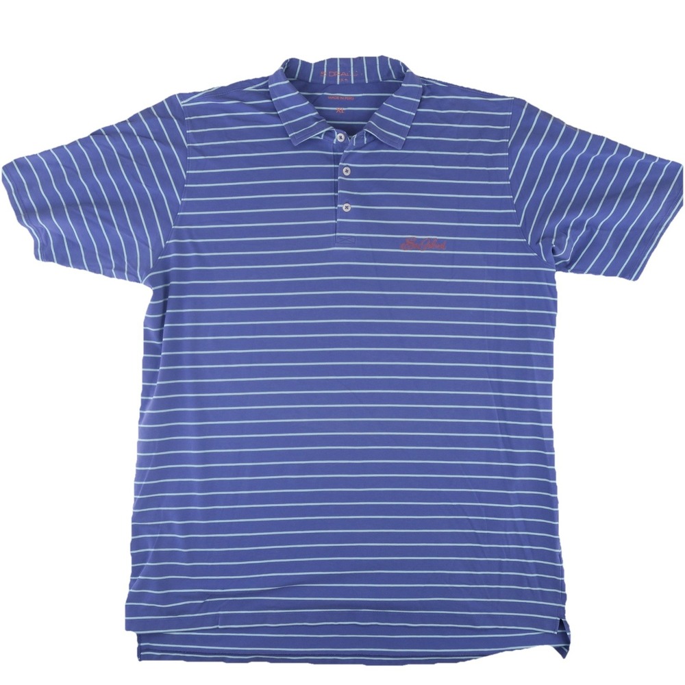 B Draddy Sea Island‎ Golf Polo Shirt Mens XL Blue Striped Pima Cotton